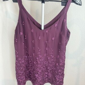 White House Black Market Embellished Purple Camisole Top Small (#242)